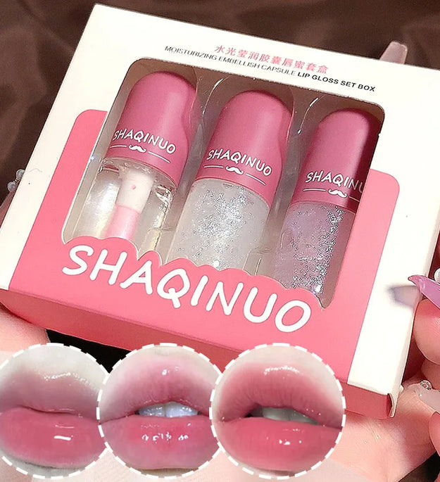Shuiguang capsule lip honey kit moisturizes and moisturizes the mirror surface sparkling colorless transparent glass lip oil