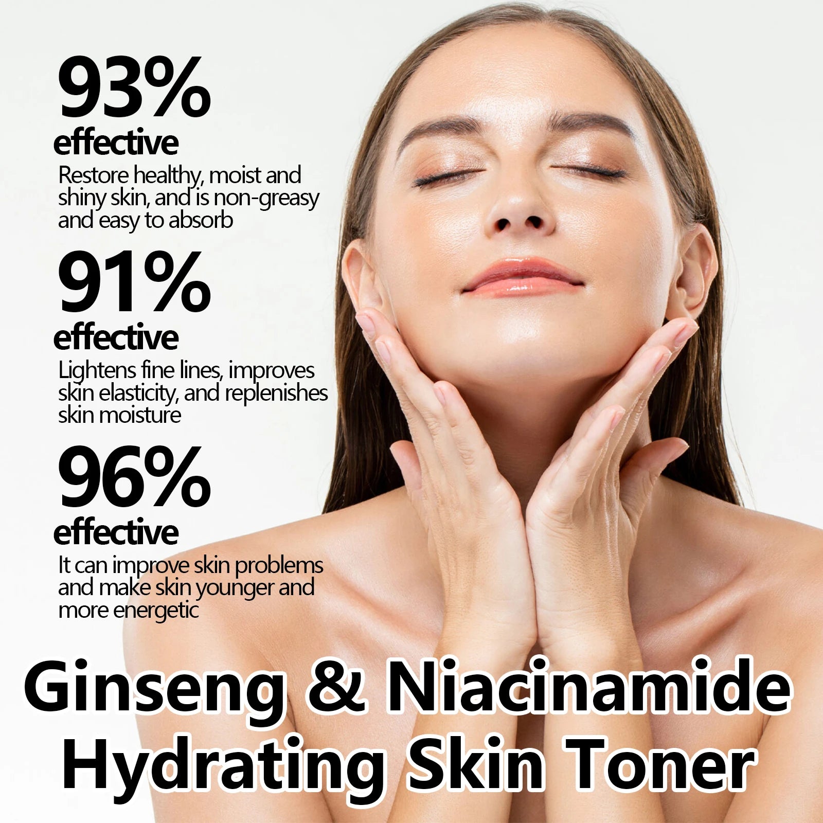 120ml Ginseng Facial Toner Shrink Pore Moisturizing Oil Control Nicotinamide Smoothing Whitening Facial Skin Care Toner Water