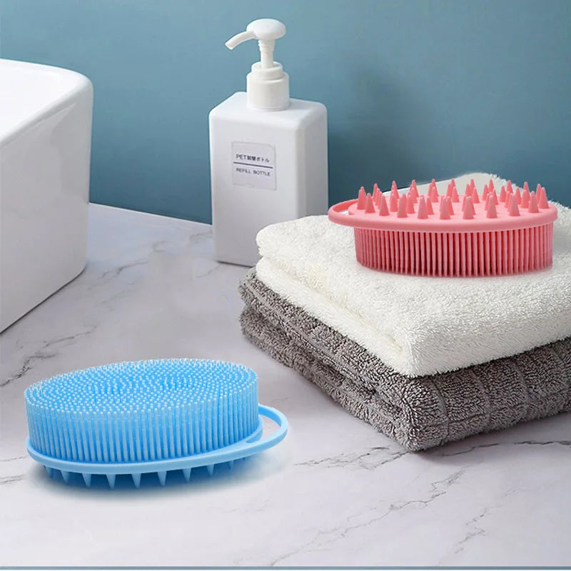 Silicone body scrubber adopts advanced sanitary technology, which is mild and clean, with good foam, durable, and silicone doubl