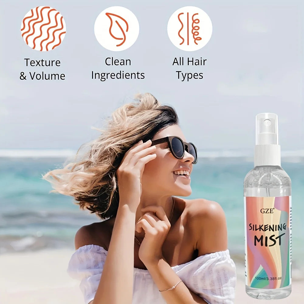 GZE HAIR SILKENING SPRAY Silk Therapy Thermal Shield,tThermal-Pressing Product that Polishes, Silkens, and Smooths Curly Texture - BlissFully