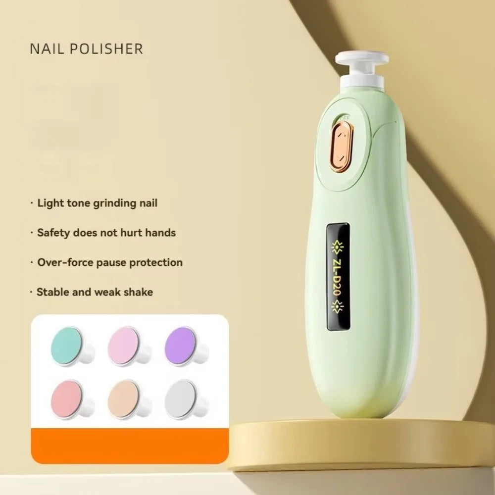 Convenient Electric Baby Nail Trimmer Safety 6 Grinding Heads Baby Nail Grinder Child's Silent Newborn Nail Clippers Gift