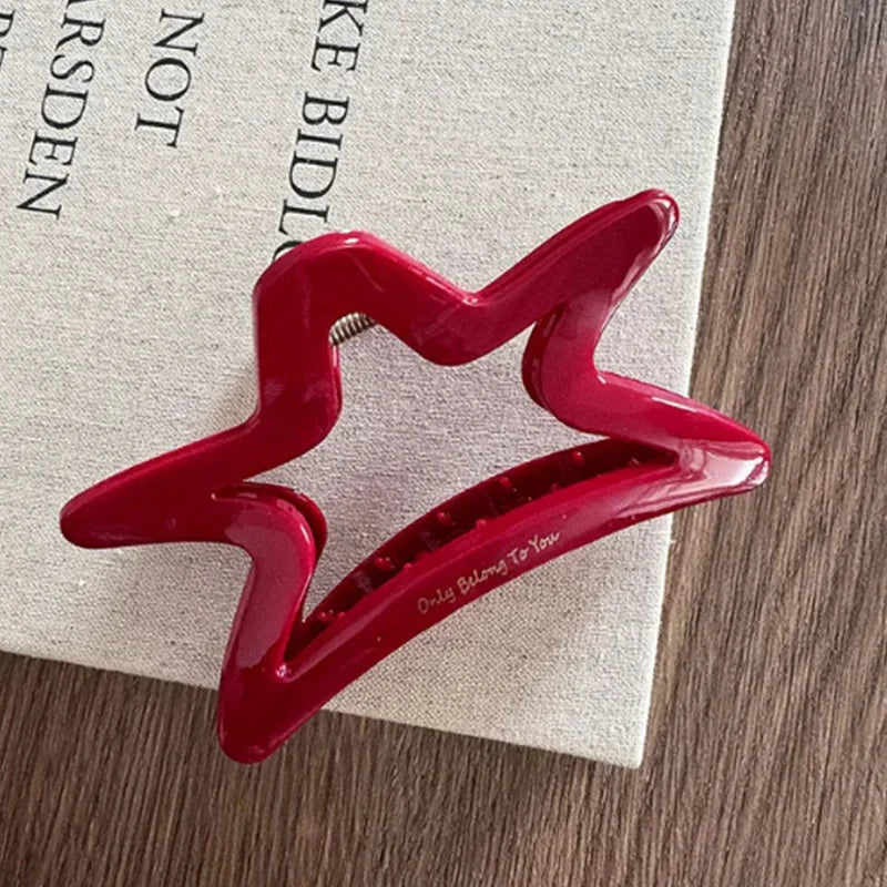 French Red Collection! Large Grip Letters Gold Label Back Head Updo Shark Clip Hair Accessories Headwear Hairpin Hair Claw
