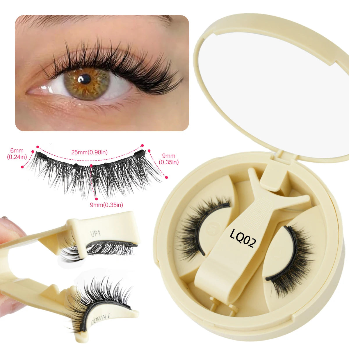 YSDO Soft Magnetic Eyelashes No Glue Needed 1 Pair Natural Short 3D False Lashes Reusable Easy Apply Magnetic Lashes Kit Makeup
