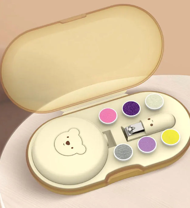 Bear Electric Nail Grinder for Babies And Kids Home Use Polishing Set Nail Clippers Kit for Children