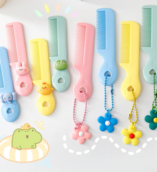 Protable Hair Brushes Cute Mini Comb for Baby Girl Boy Small Koran Cartoon Animal Floral Hair Comb Girl Kid Hair Accessories