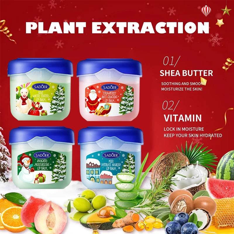 Christmas Gift 4PCS Moisturizing Lip Balm Set, Hydrating Long-lasting Effect Lip Butter Set for Christmas Gifts Valentine's Day