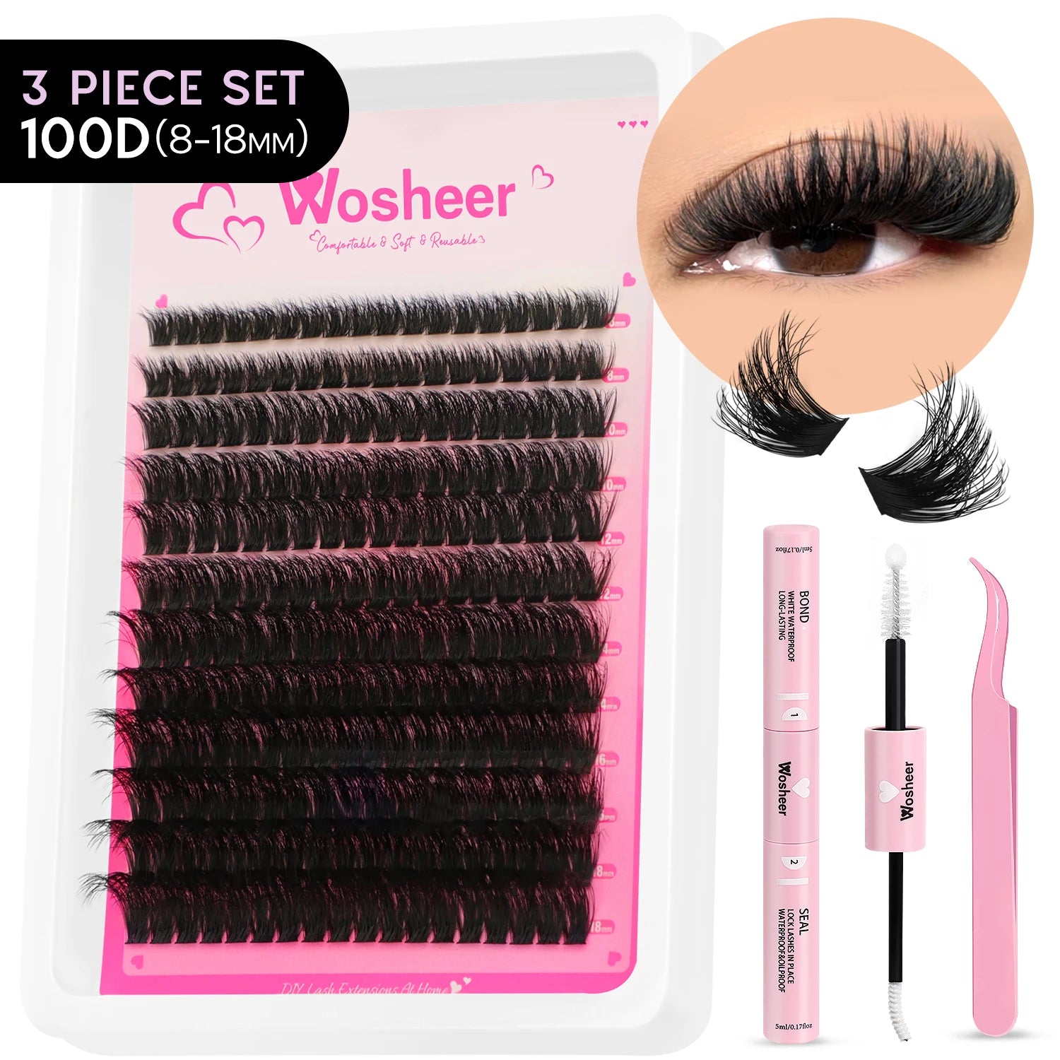 WOSHEER Lash Clusters Kit Lash Spikes Eyelash Clusters Volume Individual Lashes DIY Spiky Lash Extension Manga Clusters Eyelash