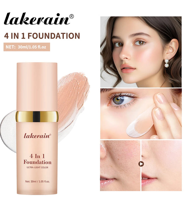Color Changing Foundation 4 In 1 Moisturizer Longwearing Waterproof Concealer Even Skin Toning Sunscreen Spf 30 Whitening Makeup