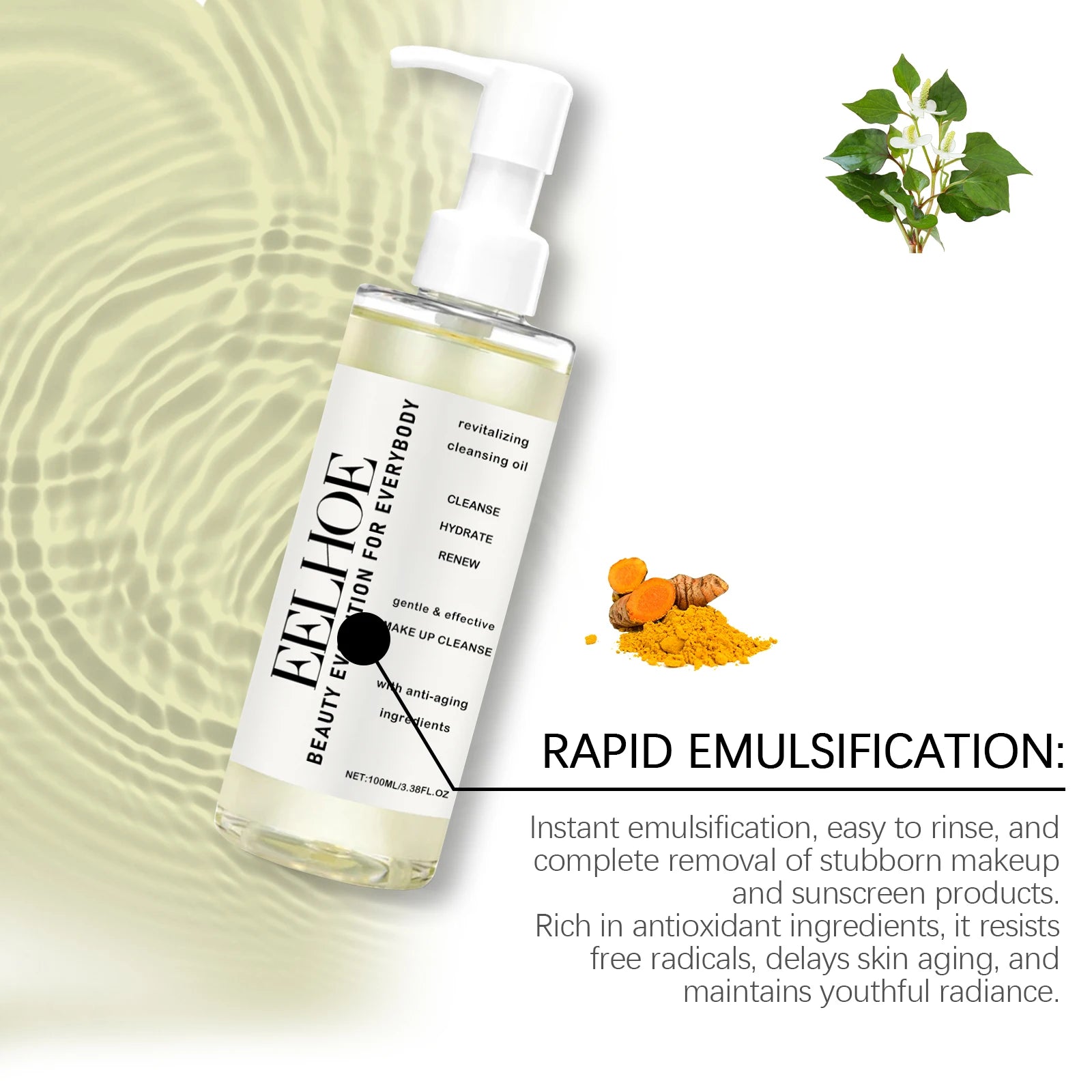 EELHOE Facial Cleansing Oil Gentle Sensitive Skin Makeup Remover Moisturizing Soothing Cleansing Liquid Skin Care Products 100ml