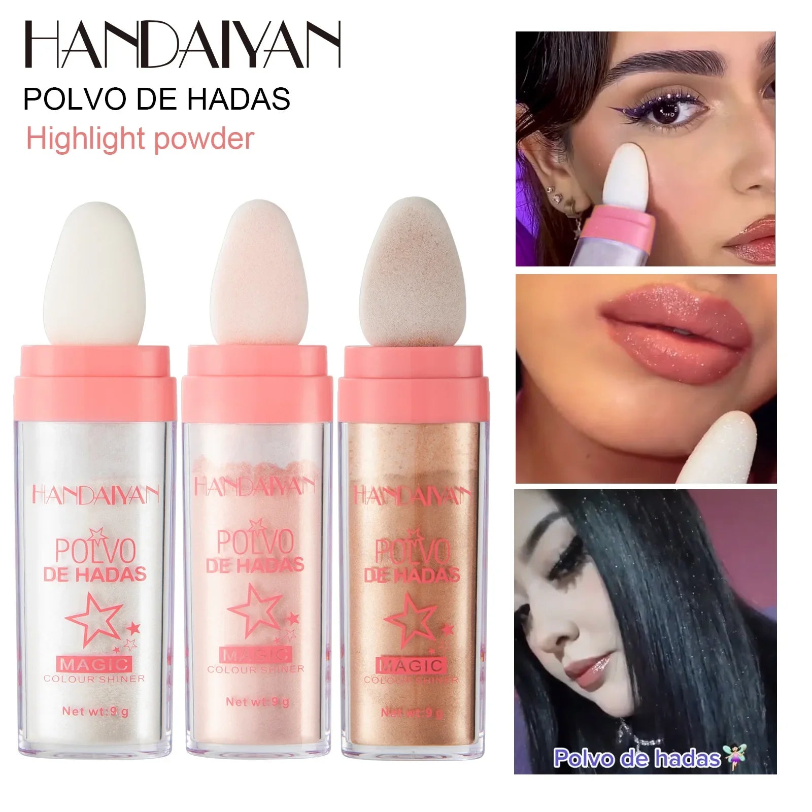 3 Colors Fairy Powder Stick Highlighter Contour Sticks Brightening Shimmering Contour Makeup Illuminator Glitter Patting Powder