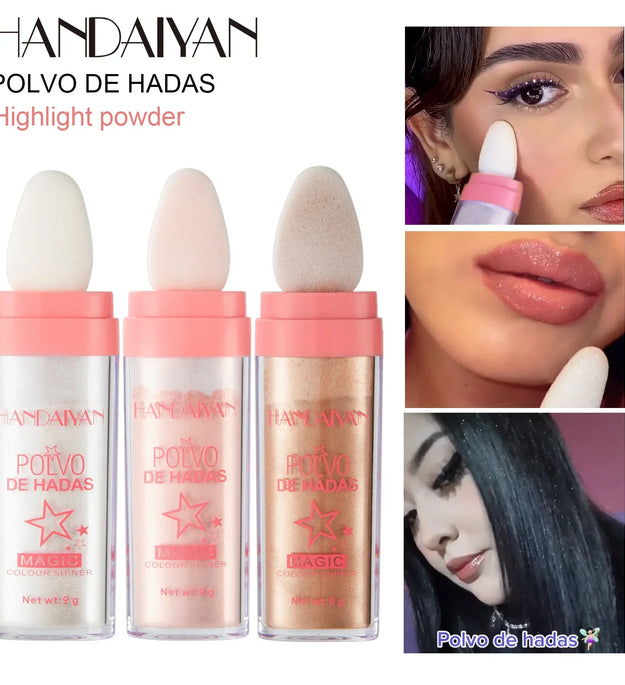 3 Colors Fairy Powder Stick Highlighter Contour Sticks Brightening Shimmering Contour Makeup Illuminator Glitter Patting Powder