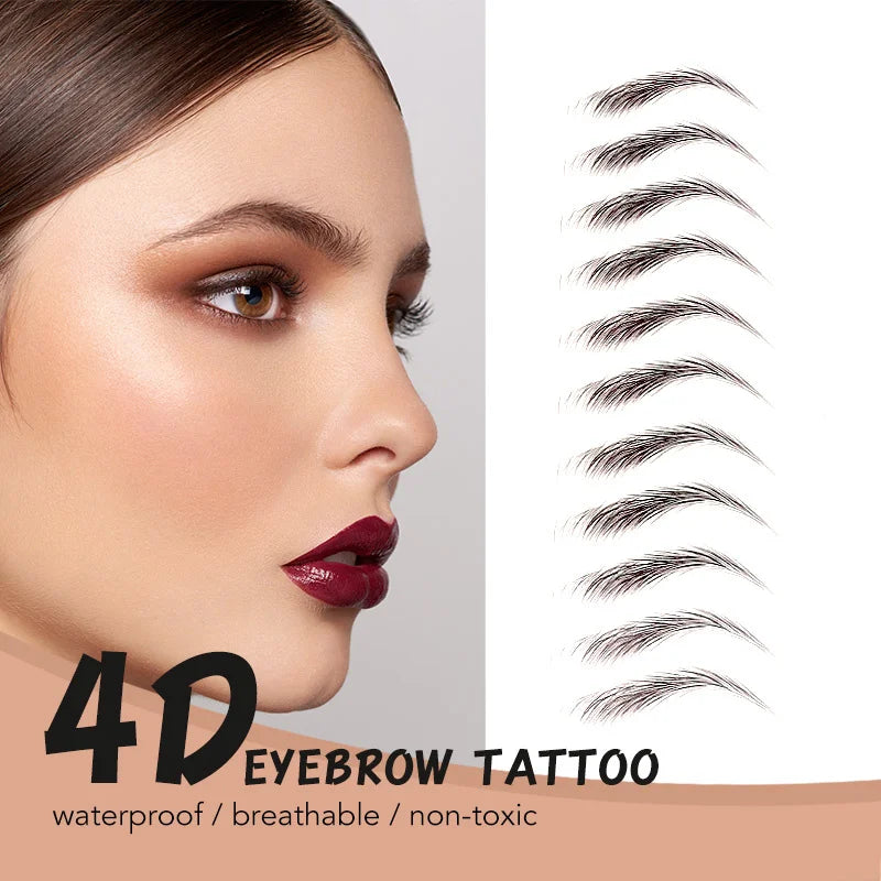 4D Hair Like Eyebrows Makeup Waterproof Eyebrow Tattoo Sticker Long Lasting Natural Fake Eyebrow Stickers Cosmetics 10 pairs 1PC