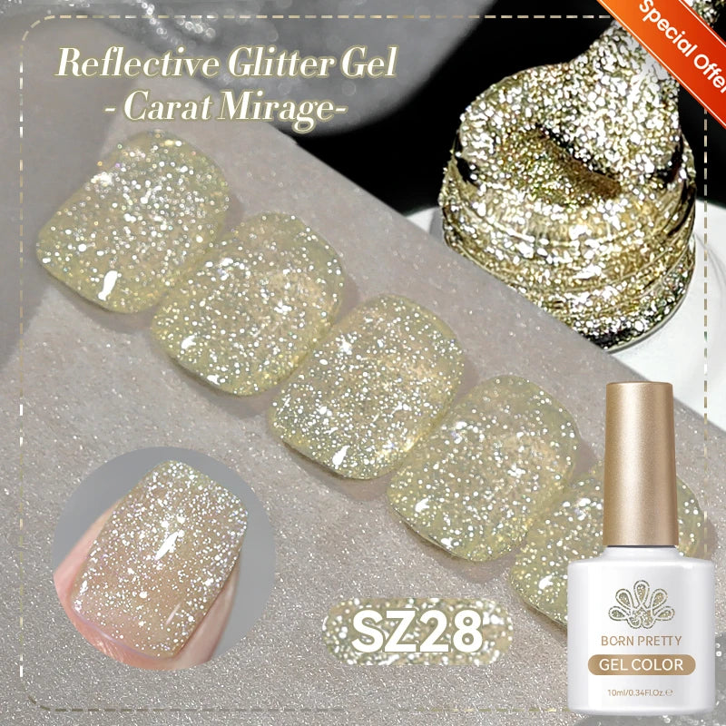 BORN PRETTY 10ml Cat Magnetic Gel Sparkling Ultra Gold Glitter Soak Off UV LED Gel Nail Art Varnish Manicure Valentine's Day