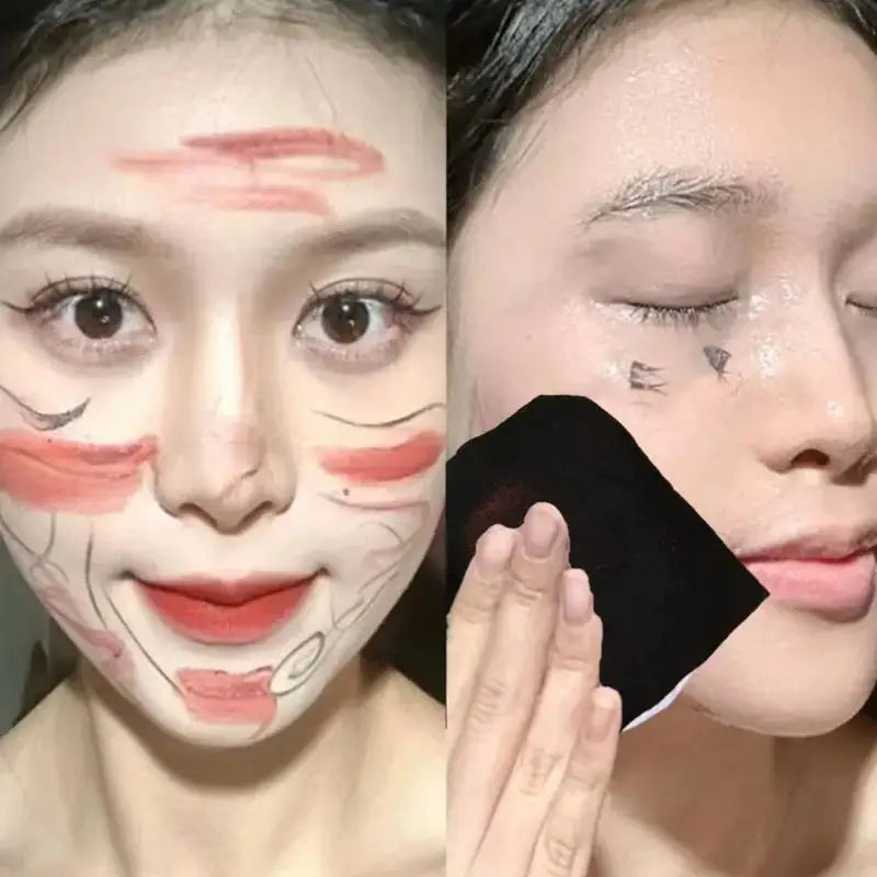 200Pcs Bamboo Charcoal Wet Compress Cotton Pads Disposable Black Makeup Remover Pads Facial Skin Wipe Cleaning Cotton Pads