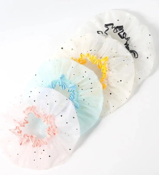 Double-layer Shower Cap Adult Ladies PVC Waterproof Bathing Hat Kitchen Oil-proof Bathroom Bathing Household Shower Cap