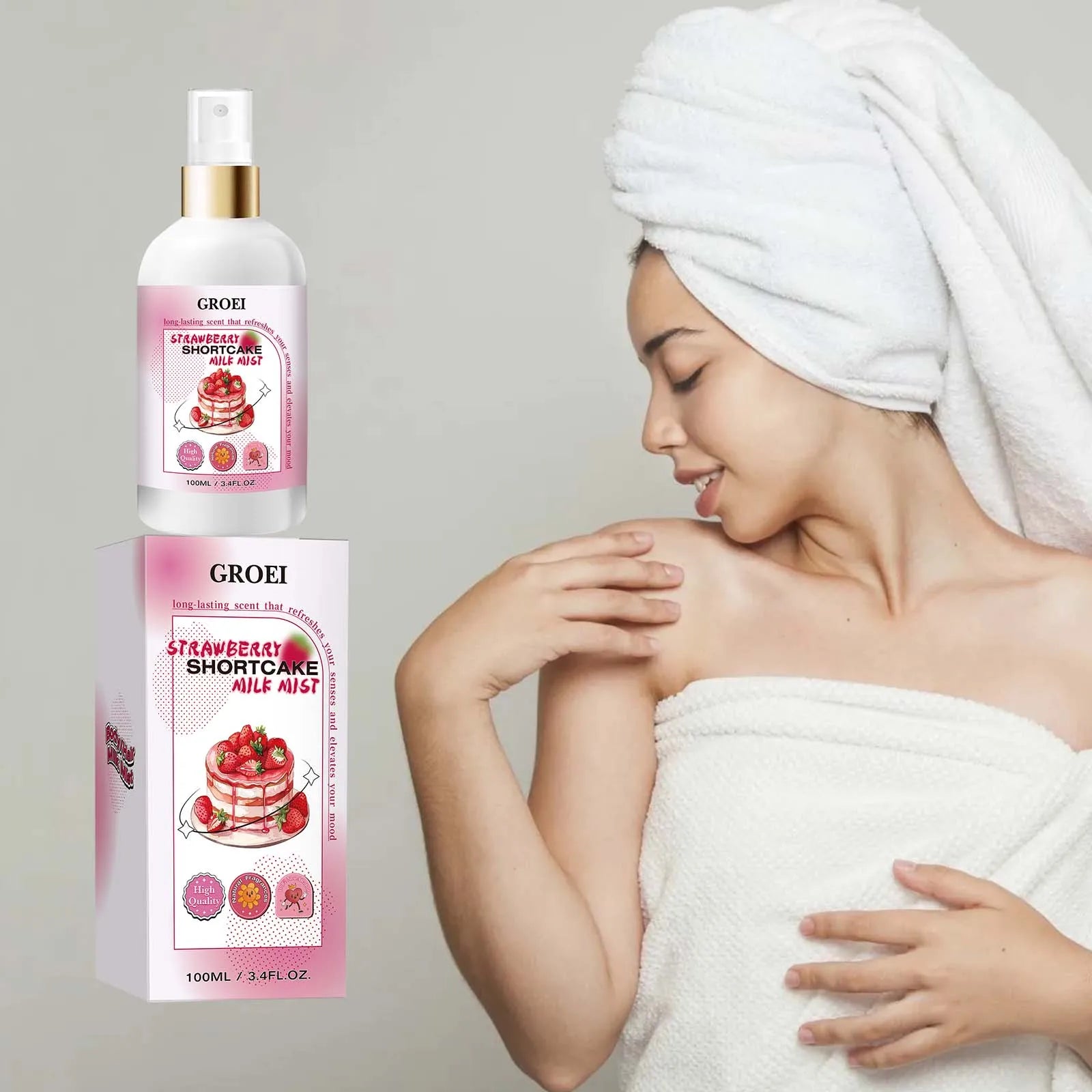 100ml Body Spray Strawberry Shortcake Milk Mist Long Moisturizing Brightening Soothing Body Increase Elasticity Firming Sprsy