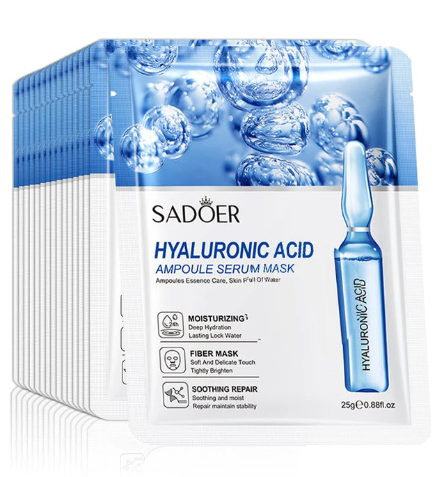 10pcs SAODER Hyaluronic Acid Facial Masks Face skincare Firming Hydrating Moisturizing Face Mask Facial Skin Care Products