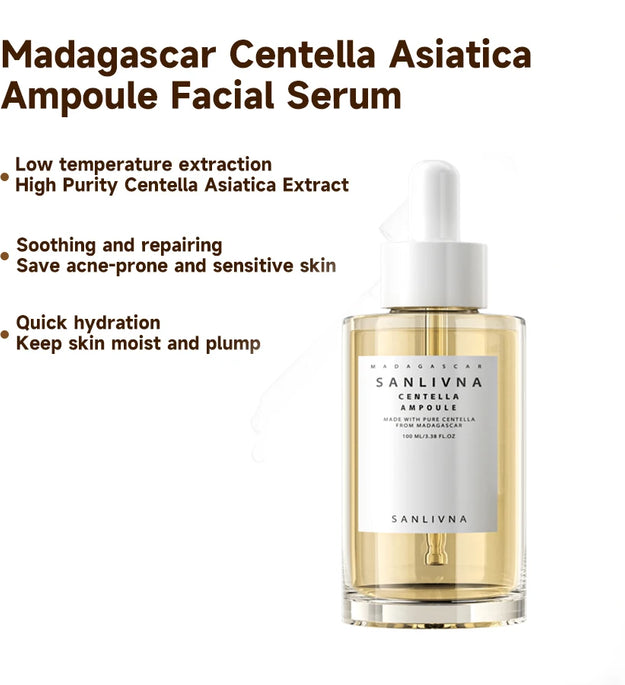 Madagascar Centella Asiatica Ampoule Facial Serum , Prone and Sensitive Skin  Moisturizing Skin Firming Korean Glass Skin car