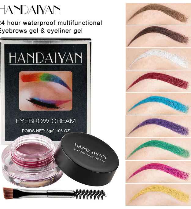 HANDAIYAN 12 Color Waterproof Eyebrow Cream Professional Eyeliner Eyebrow Gel High Brow Tint Black Eye Brow Makeup Tools