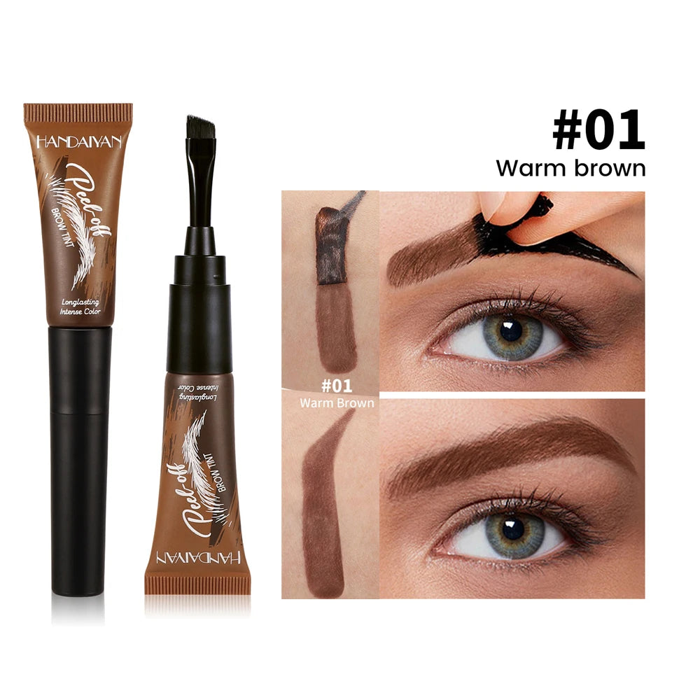 Tear-Off Eyebrow Gel And Brush Combined Long-Lasting Intense Color Sweat-Resistant Semi-permanent Peeling Brow Tint Eye Makeup