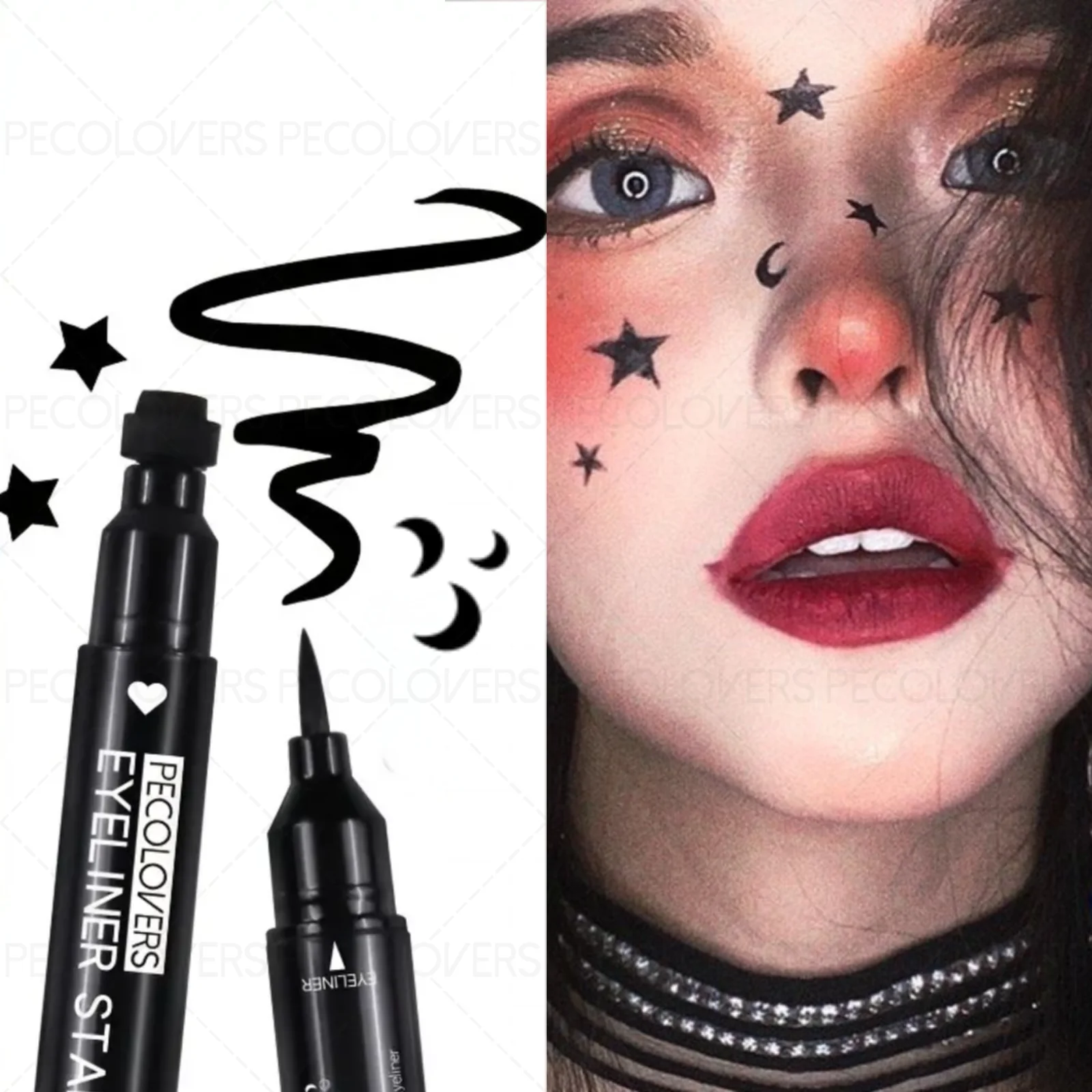 1PC Double-head, Waterproof, Smooth Finish, Quick Eye Makeup, Stamp Eyeliner, Create A Charming Halloween Christmas Eye Makeup