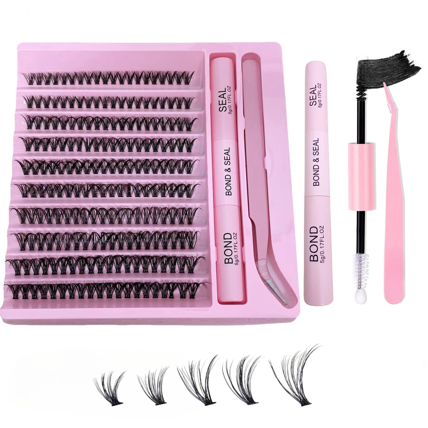 200 pieces of single cluster false eyelash set , faux mink fur eyelashes, fluffy and natural, mixed length 10-16mm