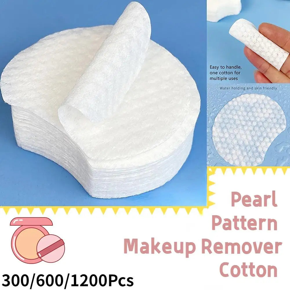 300/600/1200Pcs Pearl Pattern Makeup Remover Cotton Facial Cleaning Thick Cotton Pad Women Travel Makeup Remover For Dry Wet Use