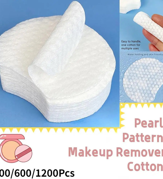 300/600/1200Pcs Pearl Pattern Makeup Remover Cotton Facial Cleaning Thick Cotton Pad Women Travel Makeup Remover For Dry Wet Use