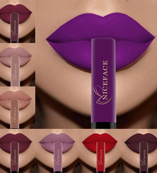 NICEFACE Nude Liquid Lipstick Ultra Matte Velvet Long Lasting Women Beauty Red Nonstick Cup Waterproof Lip Gloss Lips Cosmetics