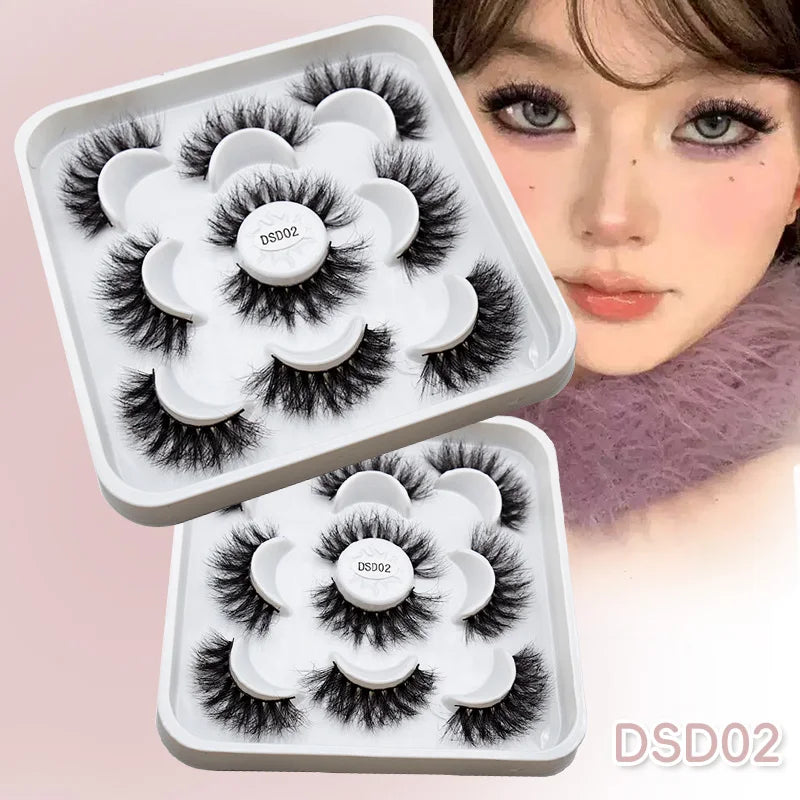 New 5 pairs 8-25mm Natural 3D Lashes Lash Extension Supplies Makeup Kit Mink Lashes Extension Mink Magnetic Eyelashes