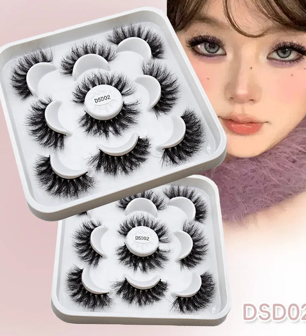 New 5 pairs 8-25mm Natural 3D Lashes Lash Extension Supplies Makeup Kit Mink Lashes Extension Mink Magnetic Eyelashes
