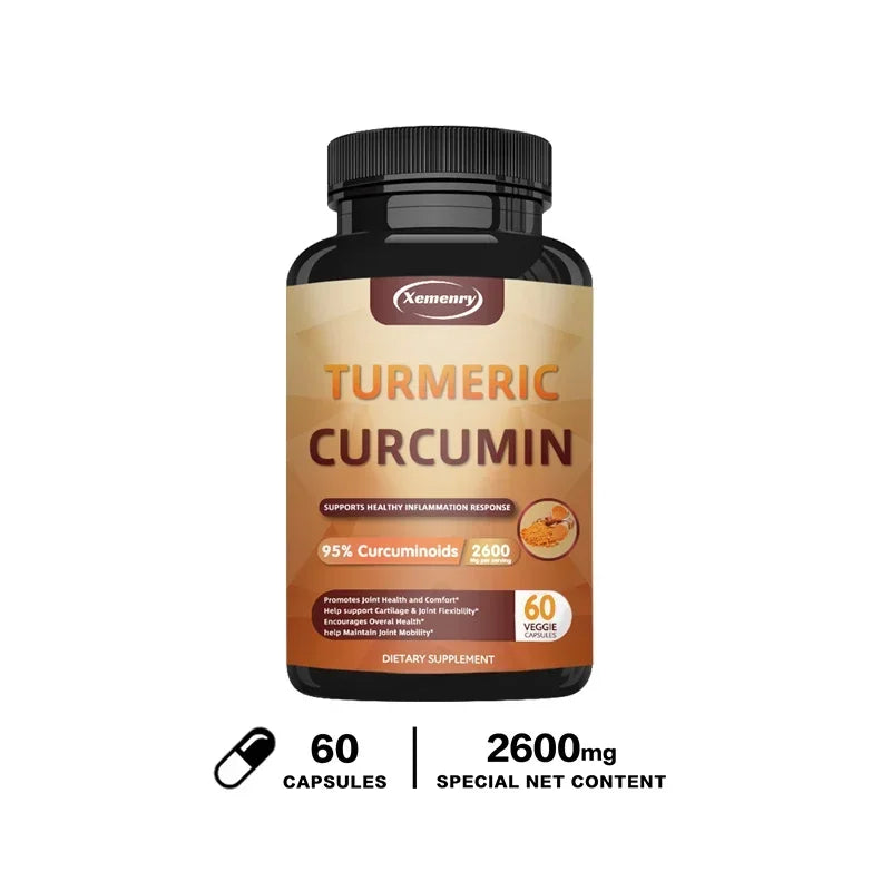 Turmeric Curcumin Capsules Supplement, with BioPerine Black Pepper Extract, for Joint, Digestive & Immune Support