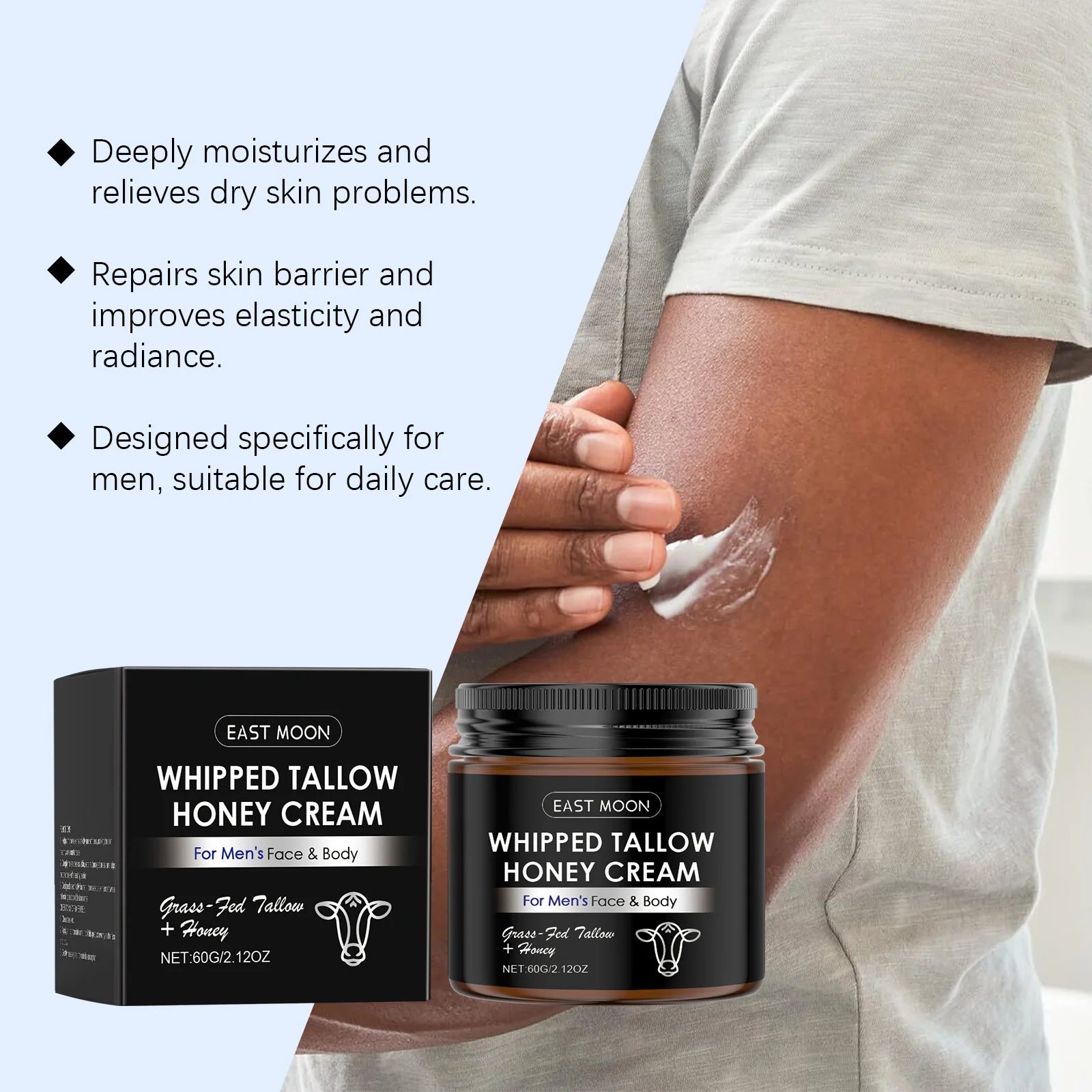 East Moon Tallow Honey Body Moisturizer Deep Nourishing Non Greasy Brighten Armpit For Glowing Oil Control Face Skin Care Cream