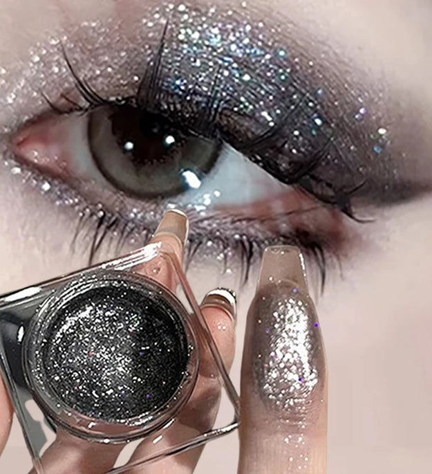 Glitter Punk Smoky Black Eyeshadow Gel Makeup Palette Metallic Dark Silver Wet Eyes Shadow Highlighter Pearl Pigments Cosmetics