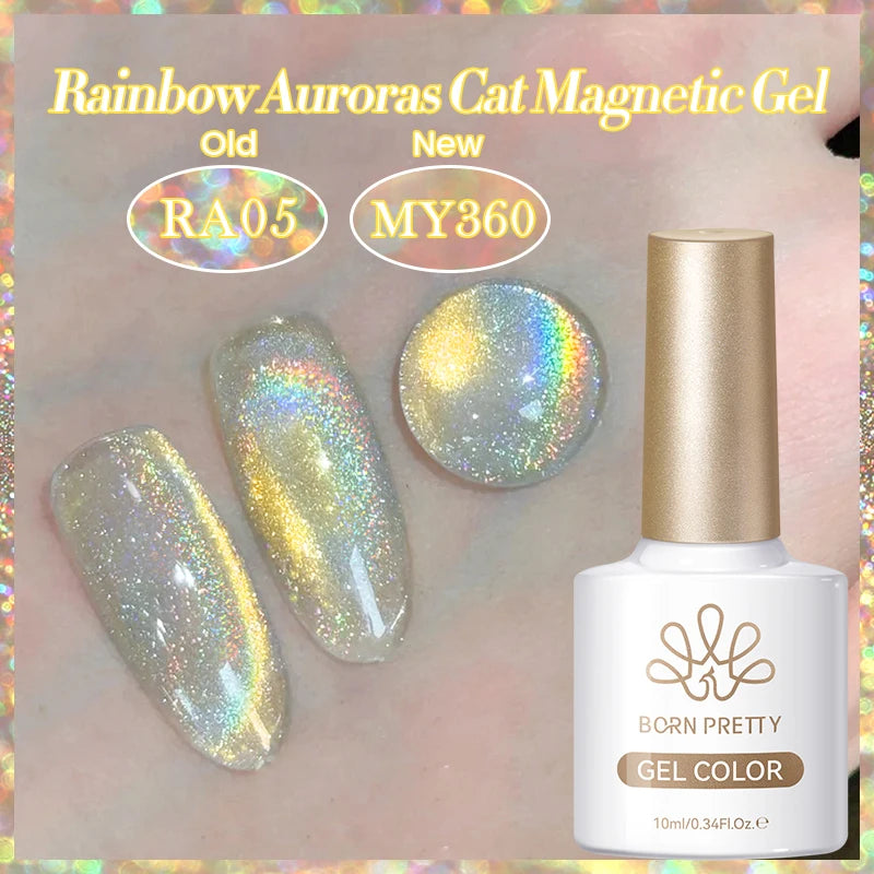 BORN PRETTY 10ml Cat Magnetic Gel Sparkling Ultra Gold Glitter Soak Off UV LED Gel Nail Art Varnish Manicure Valentine's Day