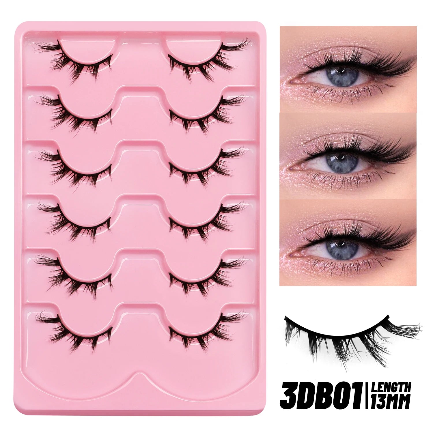GROINNEYA Fluffy Eyelashes 3D Mink False Lashes Fluffy Soft Cross Manga Lashes Wispy Volume Mink Lashes Dramatic Makeup