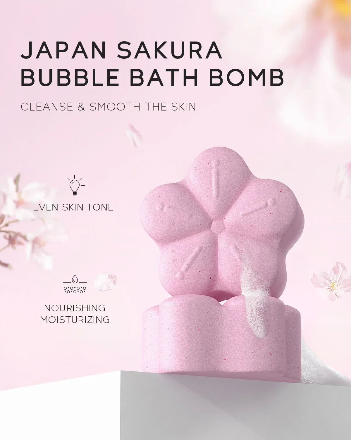 LAIKOU Japanese Sakura Bath Bomb Bubble Explosion Bath Salt for Body Cleansing Moisturizing 30g