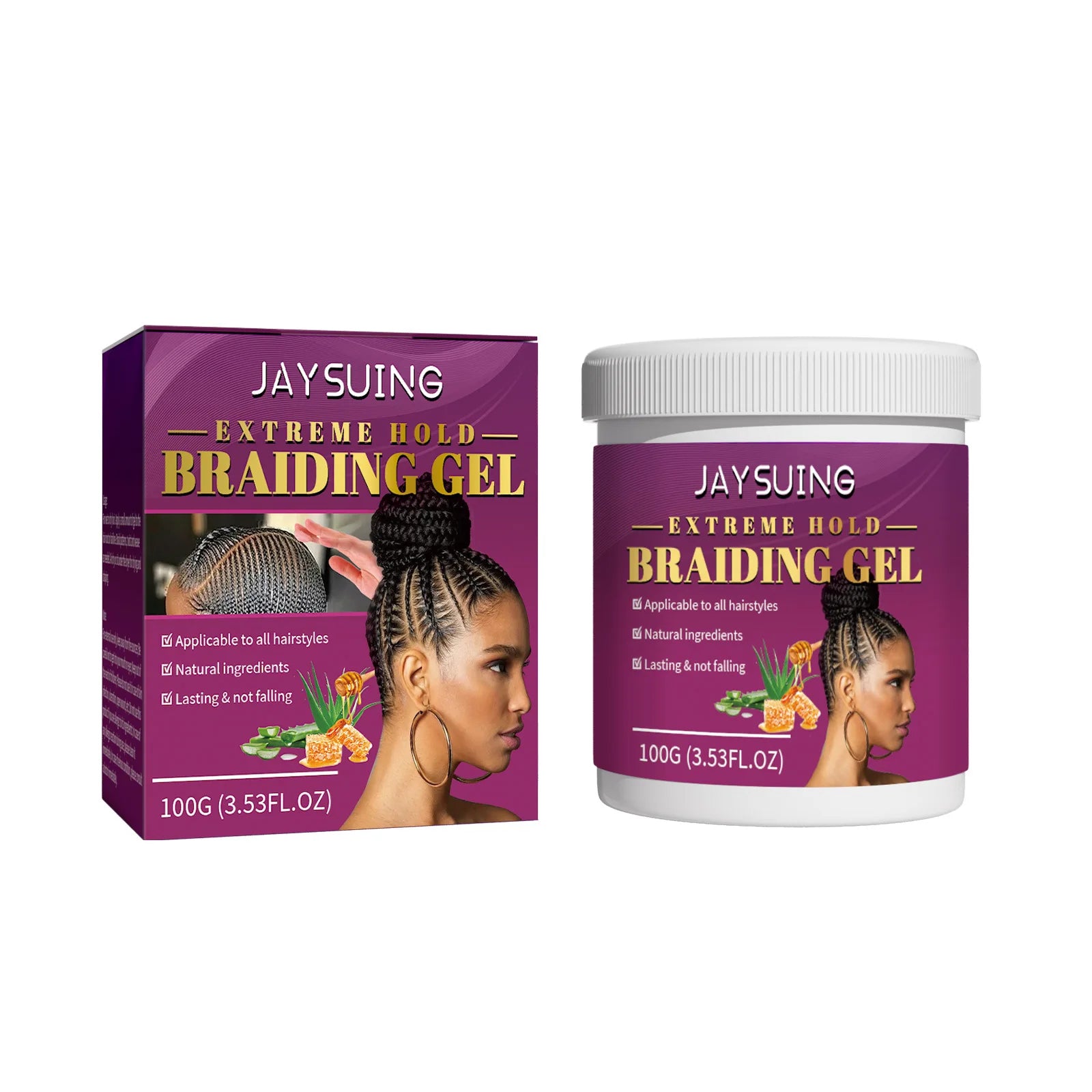 Styling Braiding Gel Wax Strong Hold Pomade Anti-Frizz Smooth Lasting Broken Hair Finishing Shaping Hair Edge Control Cream 100g