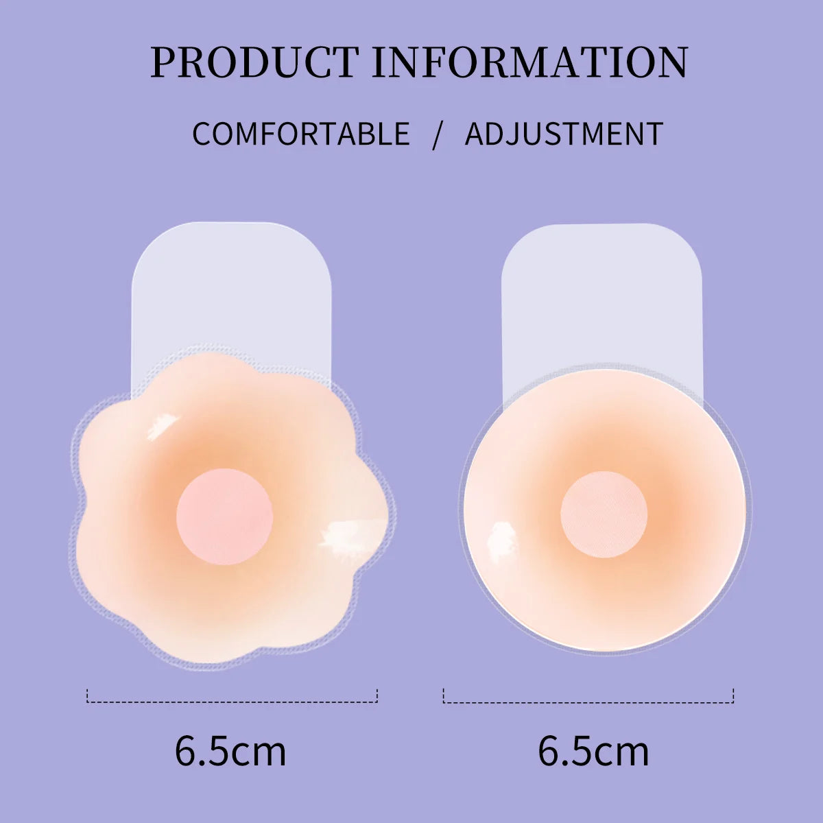 2 Pieces/Set of Circular Flower Shaped Women's Silicone Pull-Up Chest Patch Ultra-Thin Anti Convex Solid Adhesive Chest Patch