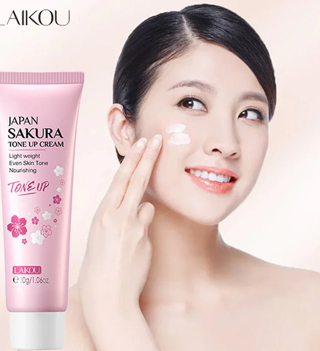 LAIKOU Cherry Blossom Suyan Cream Moisturizing Lazy Face Cream Tone up Brighten Skin Care Products Waterproof Sweatproof 30g