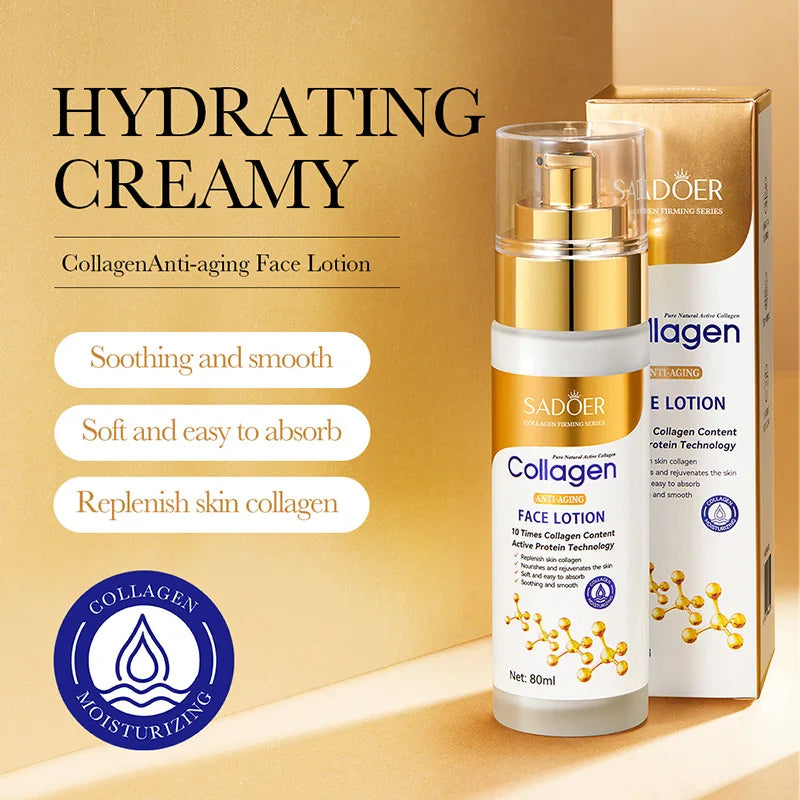 SADOER Collagen Facial Serum Face Lotion Moisturizing Face Emulsion Oil Control Water Replenishment Refreshing Facial Essence - BlissFully