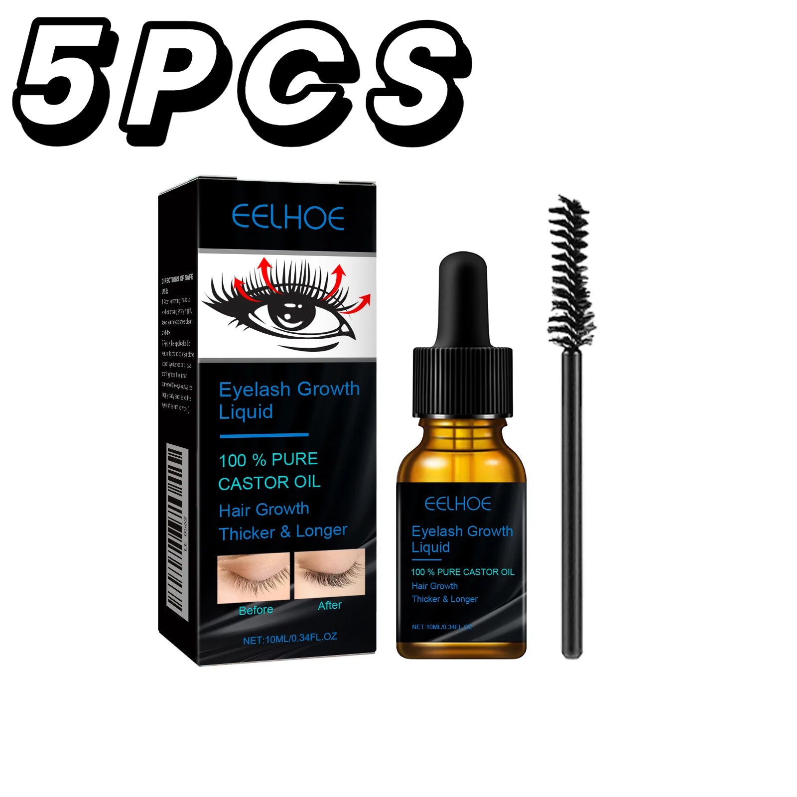 Castor Oil Eyelash Growth Serum With Brush Multipurpose Hair Eyebrow Eyelash Growth Thick Essence Nourishing Moisturize Liquid