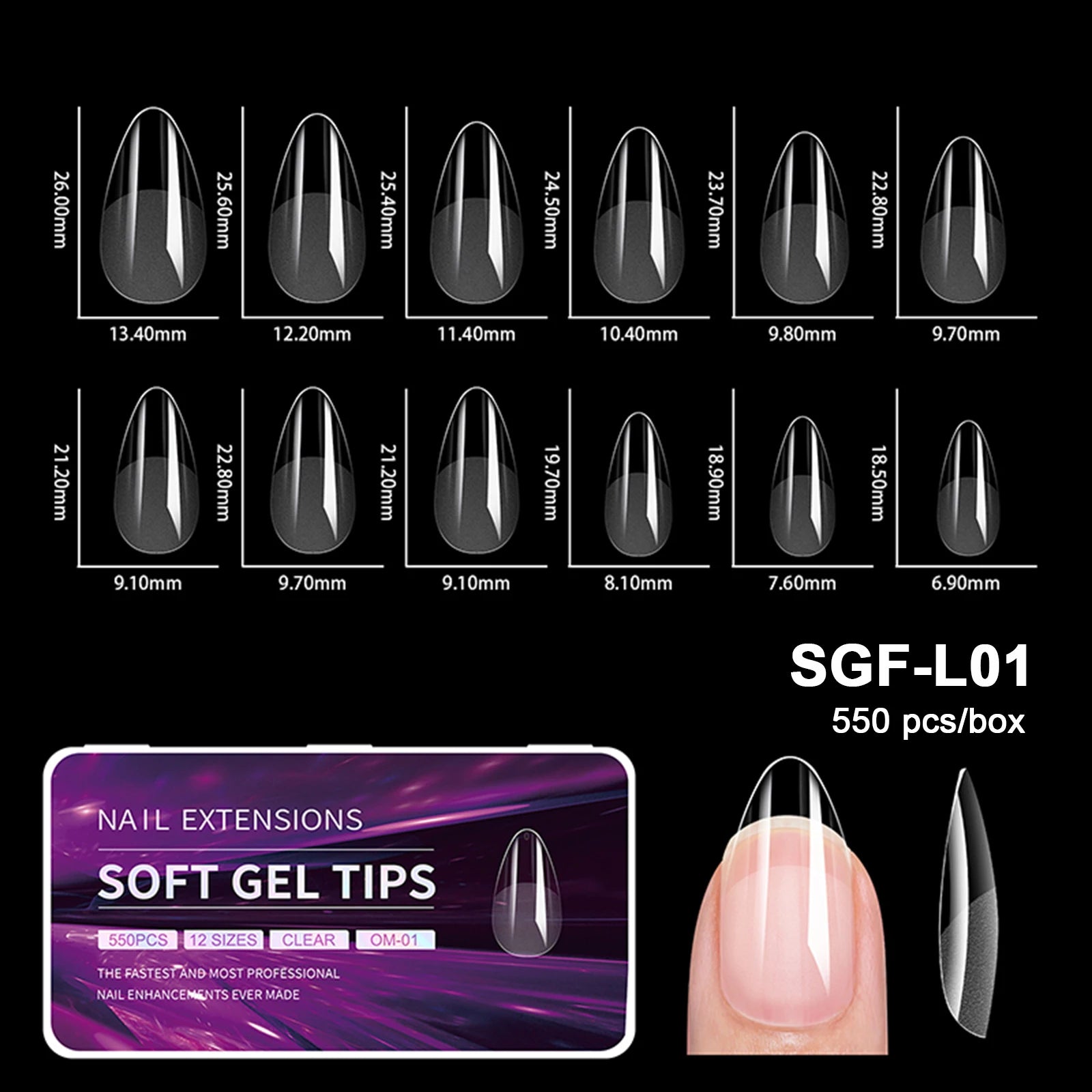 Luxury False Nail Tips Soft Gel Fingertip Semi-matte Capsules Almond French Coffin Full Cover Artificial Fake Nails Extension