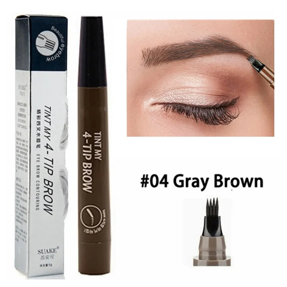 4 Fork Eyebrow Pencil Natural Waterproof Anti-sweat Lasting Liquid Does Not Faint Dye Extremely Fine Eyebrow Pencil Makeup Tool