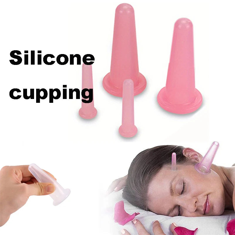 2Pcs/set Natural Silicone Cupping Massage Cup for Body Fac Neck Eye Massage Vacuum Tank Body Facial Care Anti-aging Beauty Tool
