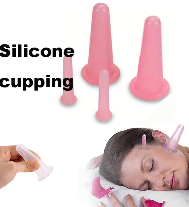 2Pcs/set Natural Silicone Cupping Massage Cup for Body Fac Neck Eye Massage Vacuum Tank Body Facial Care Anti-aging Beauty Tool