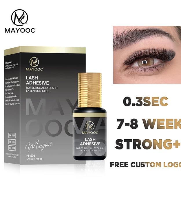 MAYOOC 0.3 Sec Eyelash Extension Glue Fast Dry Individual Lashes Glue Sensitive Eye Black Eyelash Glue Lash Free Custom Logo