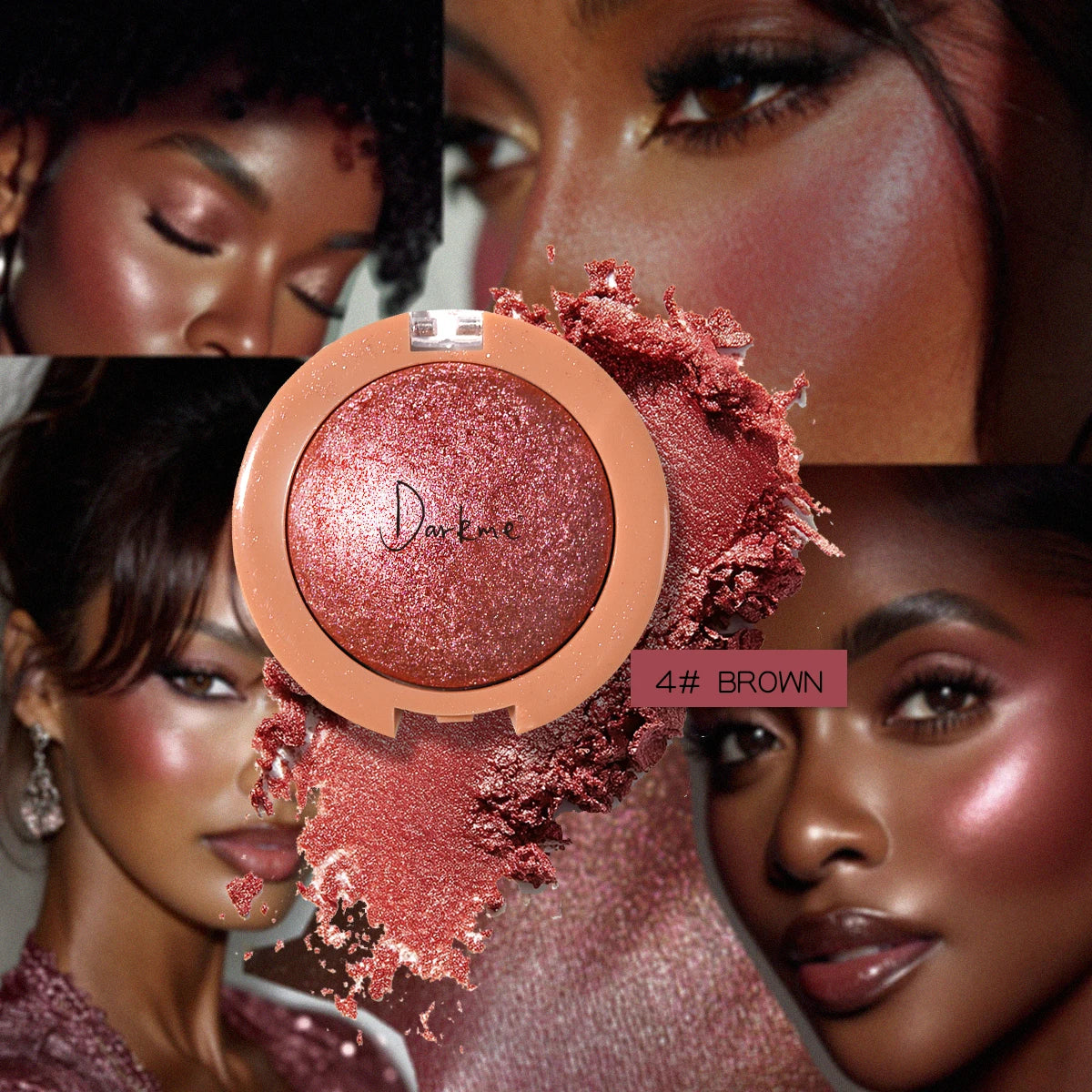 4 Color Highlighter Pearlescent Baked Brightening Blush Powder Cheek Tint Blusher Contour Highlighter Face Shadow Shimmer Rouge