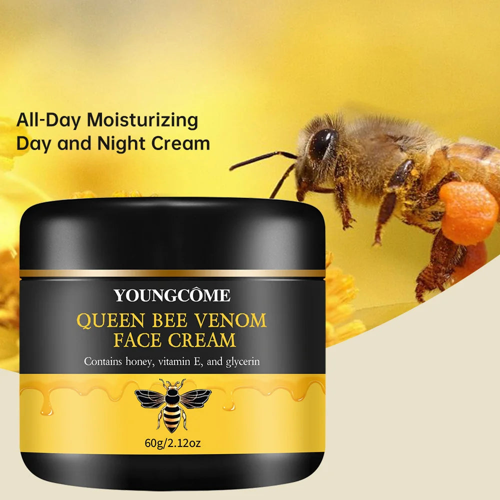 Queen Bee Venom Anti-Aging Face Cream - Collagen Boost & Deep Hydration, Wrinkle Reduction, Day/Night Moisturizer for All Skin - BlissFully