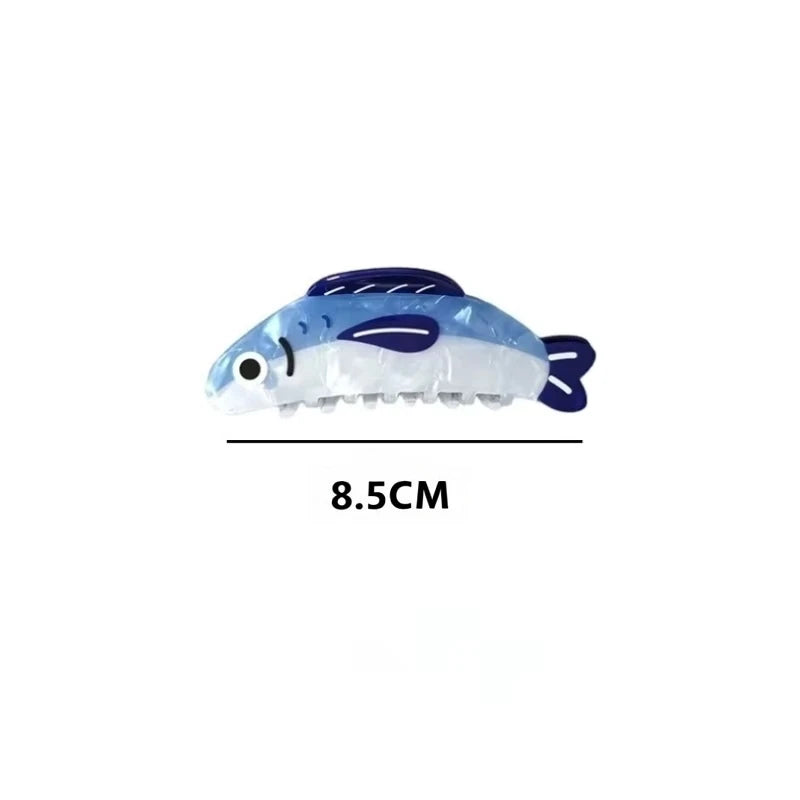 1Pcs Creative Ocean Sardine Hair Clip Cute Shark Texture Ponytail Holder Female Hair Ornament Clip - BlissFully